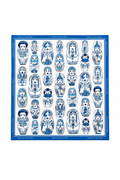 Blue Matryoshka Silk Scarf