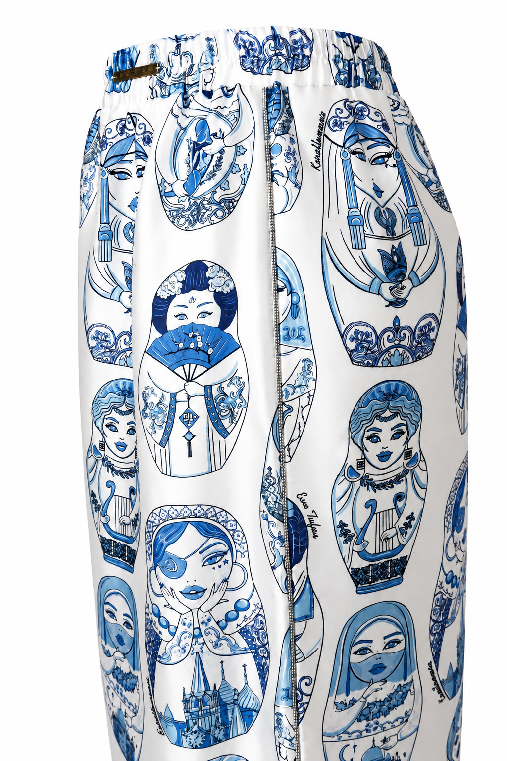 Blue Matryoshka Kaftan Set